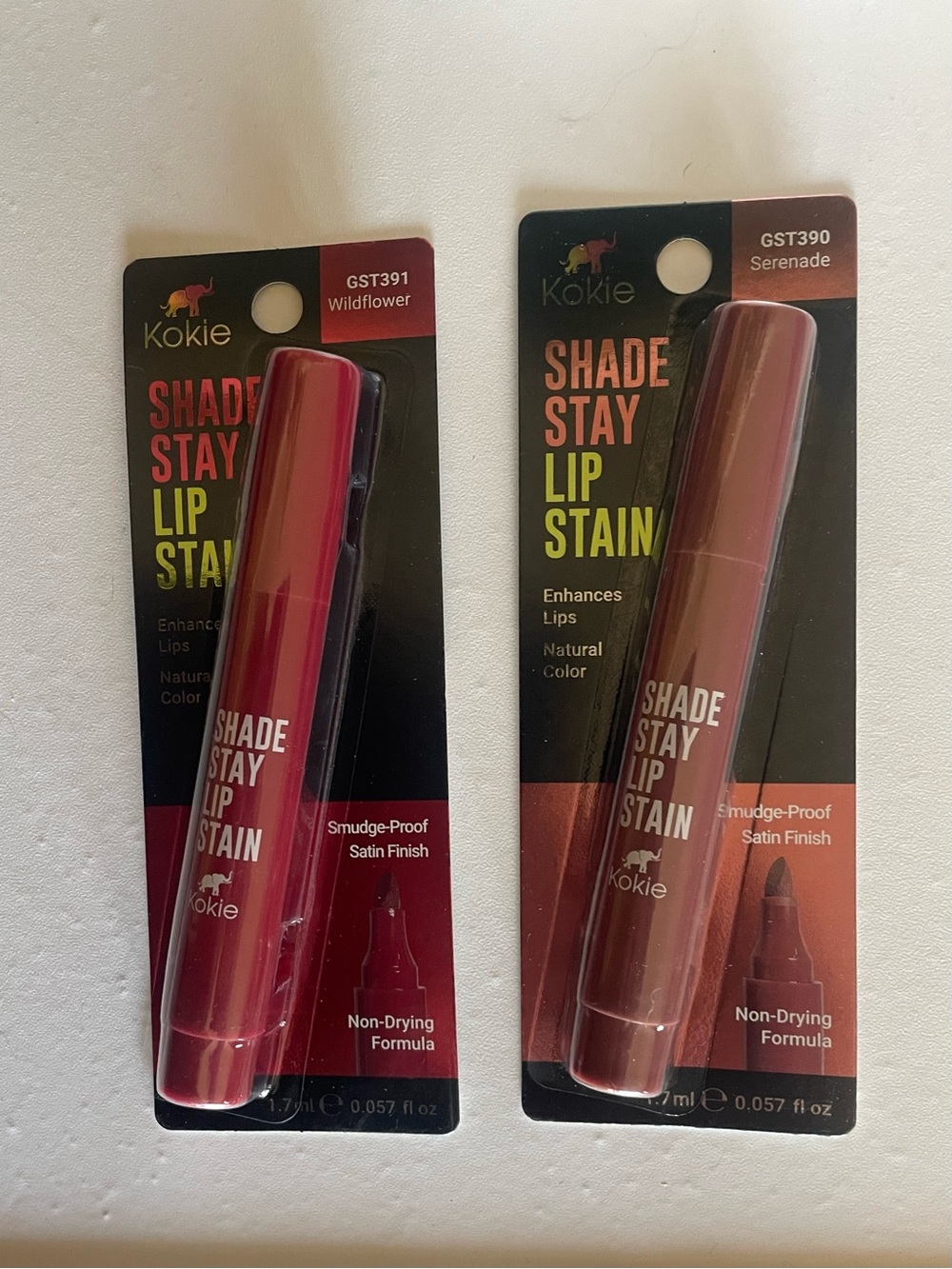 Kokie Shade Stay Lip Stain - Wildflower (Pink) & Serenade (Brown)